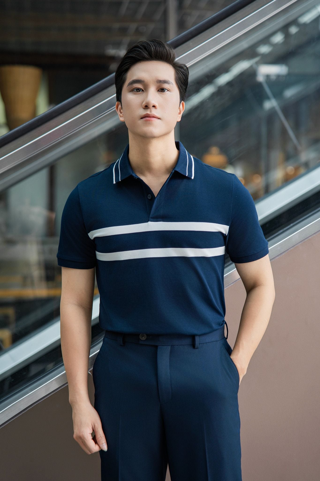 Áo polo kẻ bo tay phối màu GSTP042 - hover